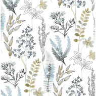 NextWall Wild Garden - Glacier Blue & Matte Brass