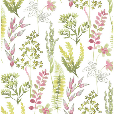 NextWall Wild Garden - Lemongrass & Posy Pink