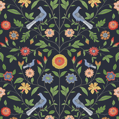 NextWall Bird Toile - Midnight Blue