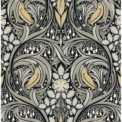 NextWall Bird Ogee - Ebony & Sepia