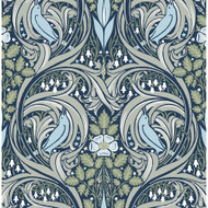 NextWall Bird Ogee - Navy & Fern Green