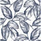 NextWall Sketched Leaves - Navy Blue