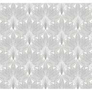 NextWall Peacock Leaves - Metallic Silver