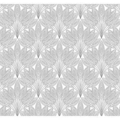 NextWall Peacock Leaves - Metallic Silver