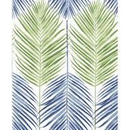 NextWall Two Toned Palm - Coastal Blue & Fern Green