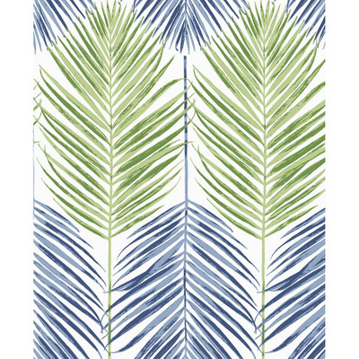 NextWall Two Toned Palm - Coastal Blue & Fern Green