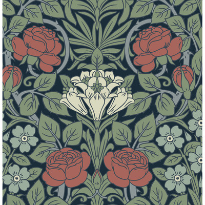NextWall Vintage Rose - Midnight Blue & Sage