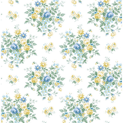 NextWall Floral Bunches - Blue Stream & Buttercup