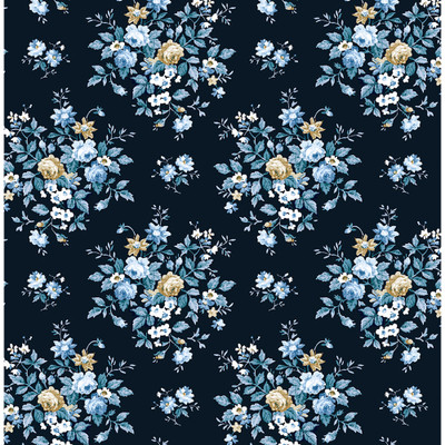 NextWall Floral Bunches - Midnight Blue & Toffee