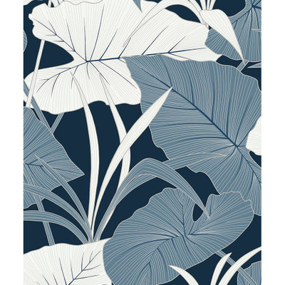 NextWall Elephant Leaves - Blue Lagoon