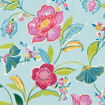 NextWall Painterly Floral - Light Aqua