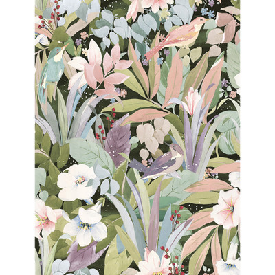NextWall Blossoming Birds - Forest & Petal Pink
