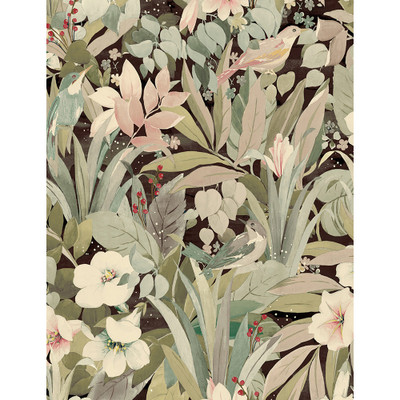 NextWall Blossoming Birds - Sage & Ash Brown