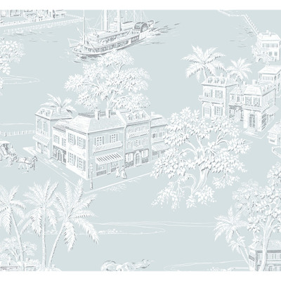 NextWall Coastline Toile - Blue Mist