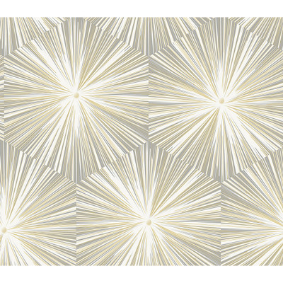 NextWall Hex Starburst - Grey & Metallic Gold