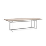 Caracole Wish You Were Here Dining Table - Creme Travertine - Brushed Chrome