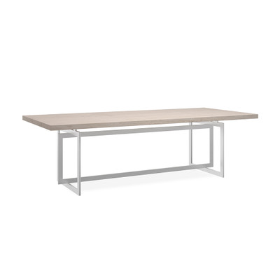 Caracole Wish You Were Here Dining Table - Creme Travertine - Brushed Chrome