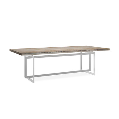Caracole Wish You Were Here Dining Table - Flowing Sandstone - Brushed Chrome