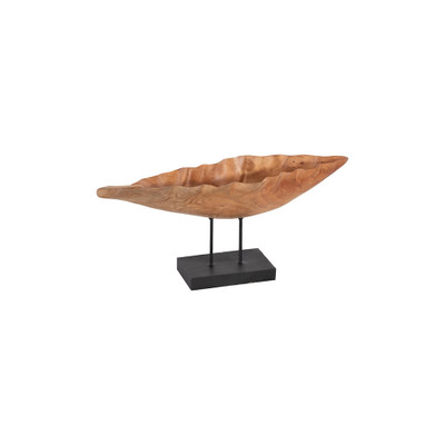 Phillips Collection Carved Leaf Sculpture on Stand - Mahogany