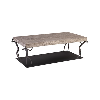 Phillips Collection Atlas Coffee Table - Chamcha Wood - Gray Stone Finish - Metal