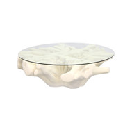 Phillips Collection Sono Cast Root Coffee Table - With Glass - Roman Stone