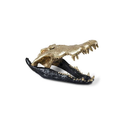 Phillips Collection Crocodile Skull - Black - Gold Leaf