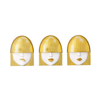 Phillips Collection Fashion Faces Wall Art - Small - White and Gold Leaf - Set of 3