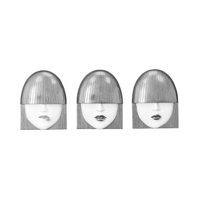 Phillips Collection Fashion Faces Wall Art - Small - White and Silver Leaf - Set of 3