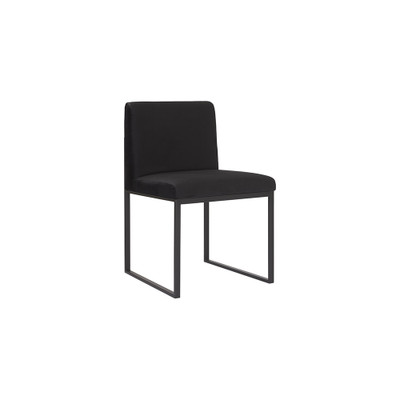 Phillips Collection Frozen Dining Chair - Black Velvet Fabric - Matte Black Metal Frame