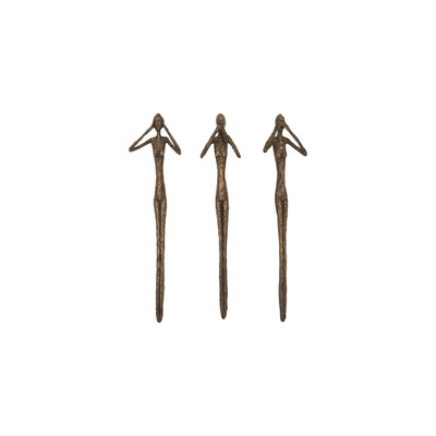 Phillips Collection See - Speak - Hear No Evil Wall Art - Resin - Bronze - Set Of 3