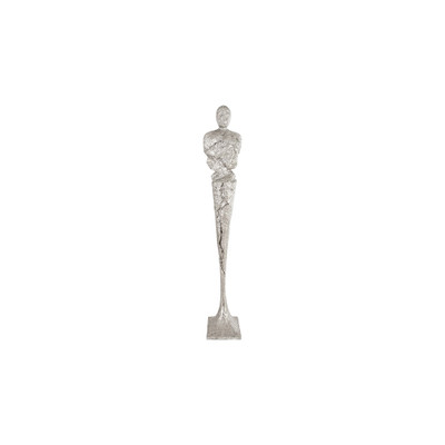 Phillips Collection Tall Chiseled Male Sculpture - Resin - Silver Leaf
