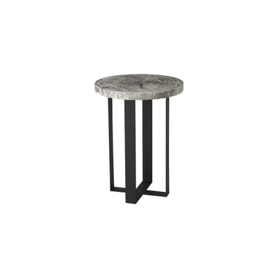 Phillips Collection Chuleta Bar Table on Black Metal Base - Chamcha Wood - Gray Stone