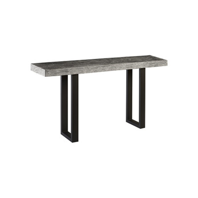 Phillips Collection Origins Straight Edge Console Table - Metal U Legs - Gray Stone Finish