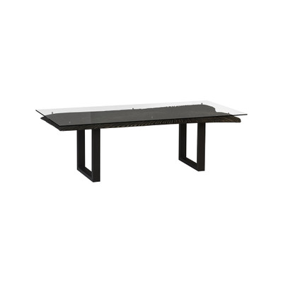 Phillips Collection Chainsaw Dining Table with Glass - Burnt Black - Black Iron U Legs
