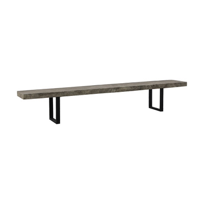 Phillips Collection Origins Straight Edge Bench - Gray Stone - Satin Black Legs 96"
