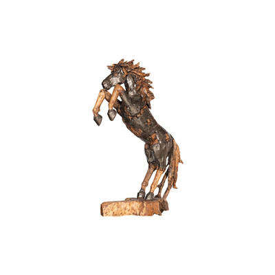 Phillips Collection Mustang Horse Armored Sculpture - Rearing - Natural Bronze Finish