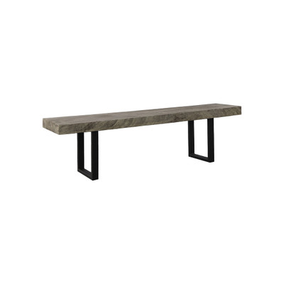 Phillips Collection Origins Straight Edge Bench - Gray Stone - Satin Black Legs 60"