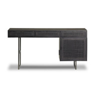 Four Hands Carmel Desk - Black Wash W/ Black Cane