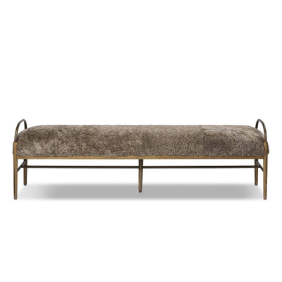 Four Hands Demi Accent Bench - Taupe Shearling