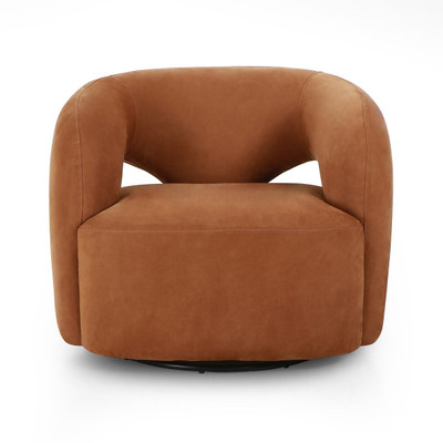 Four Hands Mazie Swivel Chair - Nubuck Cognac