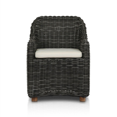 Four Hands Messina Outdoor Dining Armchair - Chunky Charcoal Woven