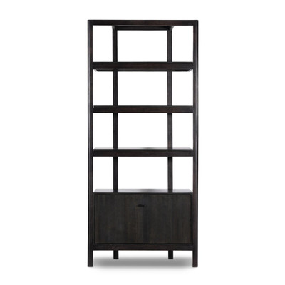Four Hands Reza Bookcase - Worn Black Parawood