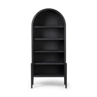 Four Hands Tolle Bookcase - Drifted Matte Black W/ Black Shelves