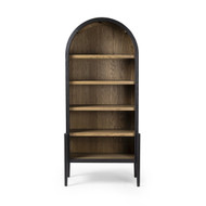 Four Hands Tolle Bookcase - Drifted Matte Black W/ Oak Shelves