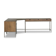 Four Hands Trey Desk System With Wide Filing Cabinet - Auburn Poplar