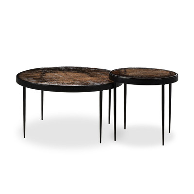 Four Hands Yoko Nesting Table Set - Smoked Brown Cast Glass
