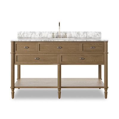 Four Hands Toulouse Single Wide Vanity - Washed Blonde Oak Veneer