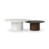 Four Hands Stuart Nesting Coffee Table Set - Mix & Match - Large Marble, Small Wood
