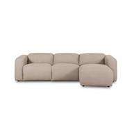 Four Hands Radley Power Recliner 3-Piece Sectional W/ Chaise - Right Chaise - Crypton Nomad Taupe