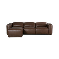 Four Hands Radley Power Recliner 3-Piece Sectional W/ Chaise - Left Chaise - Sonoma Coco